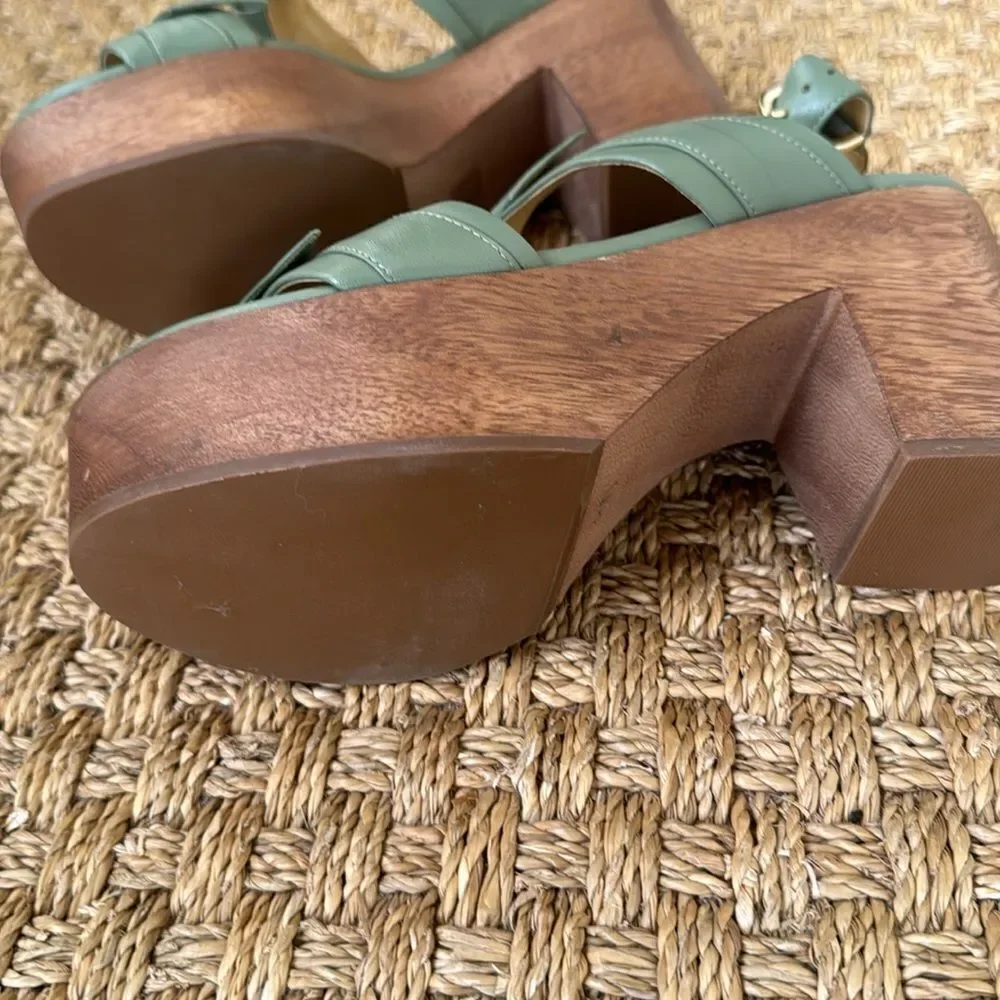 New Without Box Leather And Wood Platform Heel By Alexandre Birman